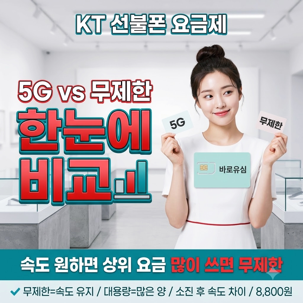 KT선불폰 요금제 비교 - 충전식 월정액
