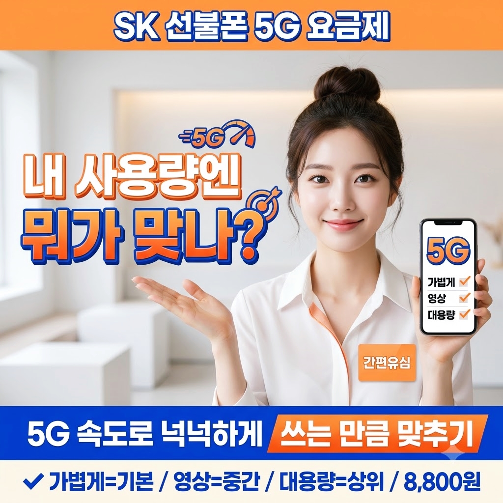 SK선불폰 5G 요금제 사용량별 추천